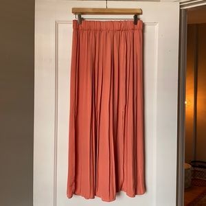 Topshop Coral Silk Long Skirt with Slits
